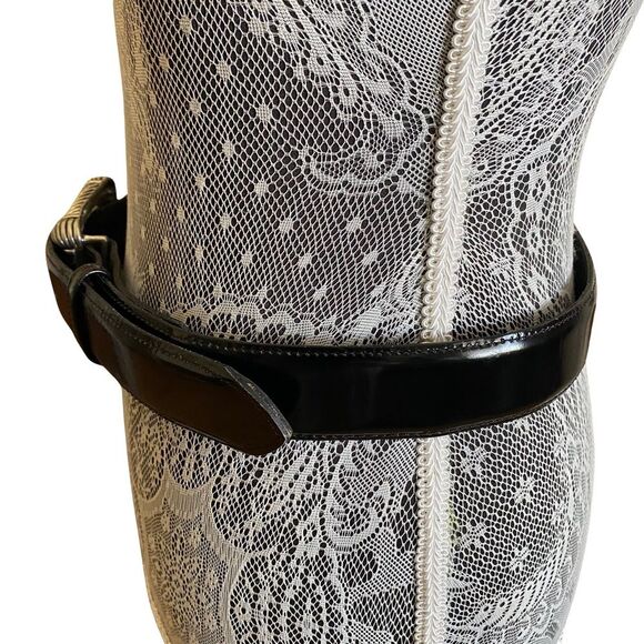 Vintage Vincenza Genuine Italian Calfskin Belt With Silver Tone Buckle Black main image 5